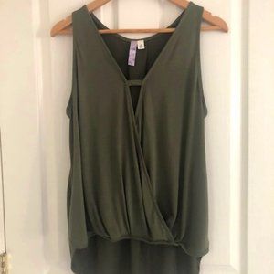 Alya Keyhole Faux Wrap Hi Lo Sleeveless Tank